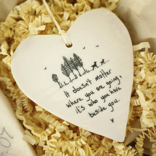 1st Valentines as Mr & Mrs Gift Heart with Porcelain Heart Decoration