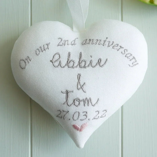 2nd Cotton Wedding Anniversary | Personalised Heart and Gift Box Bundle