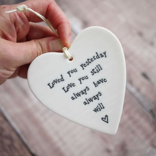 Porcelain Heart Gift with ’Love you still’ Quote